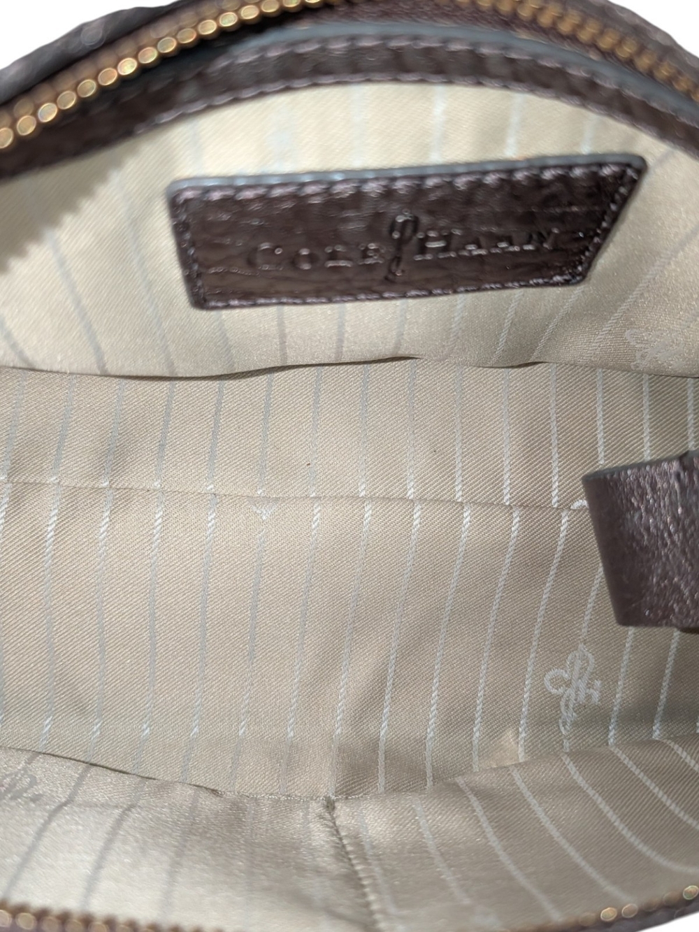 Cole Haan Pewter Metallic Pebbled Leather Handbag Satchel - Picture 9 of 9
